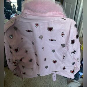 Dolls kill sugar thrillz pink Valentine charm Moto jacket